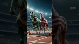 EE.UU 🆚 Brasil desaf&iacute;o de carrera de caballos 😭 #ia #caballo #horse