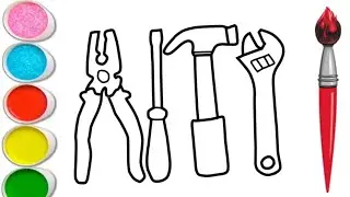 Hand Tools Drawing, Colouring and Painting for kids and toddlers | Screwdriver Set Drawing #tools