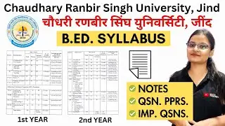 CRSU B.ED. SYLLABUS, BOOKS, PREVIOUS YEAR QUESTION PAPERS, NOTES & IMPORTANT QUESTIONS - ALL DETAILS