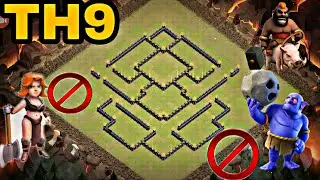 TH9 War base 2017 clash of clan|anti 2 stars war base| Replays|