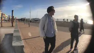 West pier sunny icy raw footage