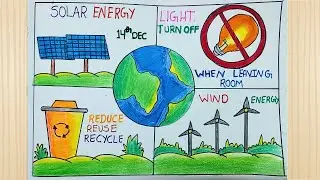Solar Energy Drawing Competition | Save Energy  Earth | Energy Conservation Day Poster Drawing Easy