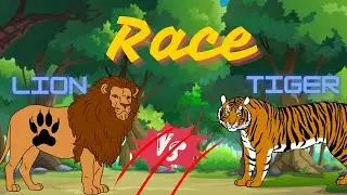 Tiger 🐅 and Lion 🦁 ki Race #lion #tiger #cartoon #kidstimestorytime #kidsstorychannel #cartoon