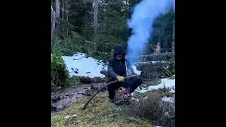 Pure Winter Bushcraft in a Snowy Forest ❄️🔥 | No Tent, Just Survival #Shorts