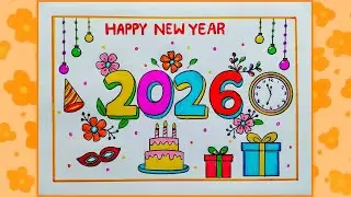 Happy New Year 2026 Drawing|New Year Drawing 2026|Happy New Year Drawing 2026|New Year Card Drawing|