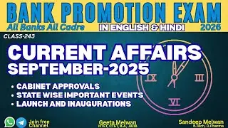 Cabinet Approvals | State-Wise events | September 2025 | Current Affairs | Bank Promotion Exam 2026
