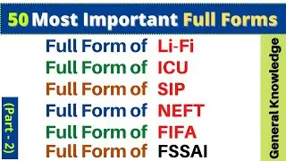50 Most Important GK Full Forms | Most commonly used abbreviations | Full Forms in english