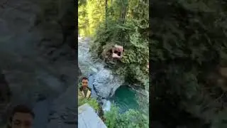 Cliff dive from 100 fits hight #waterfall #cliffdiving #travel #dive #pnw #sunsetdive #divingtrip #d