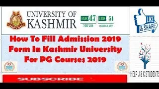 How To Fill Admission  Form 2019 In Kashmir University For PG Courses 2019
