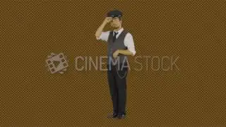 CinemaStock - Greenscreen - A well dressed train conductor is pateintly waiting