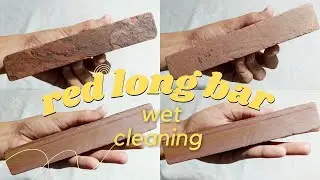 pink red slate long bar wet after dry cleaning video #slatepencil #redslatebar #scraping #slateitems