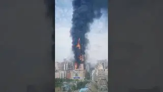 The Telecom Building in Changsha, Hunan, China is on fire.