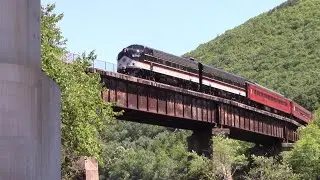 [4K] R&N F9A&F7B on the Lehigh River Bridge with the Lehigh Gorge Scenic Train