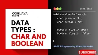 Data Types: char and boolean | Core Java | Telugu Explained