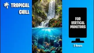 Vertical 4K Tropical Chill 🌴 Waterfall Lagoon | 2 Hours | Vertical Monitors &bull; Phones &bull; Tablets