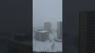 Snow storm in Toronto Canada 404 and 401 highways view from Parkview Forest Drive