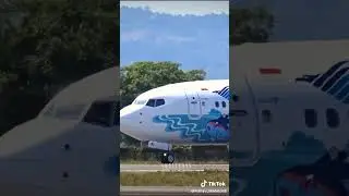 Garuda indonesia pokemon livery takeoff from runway 35 BTJ. #aviation #short #shorts