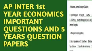 INTER 1ST YEAR ECONOMIC IMPORTANT QUESTIONS|ECONOMICS IMPORTANT QUESTIONS|AP ECONOMIC MODEL PAPERS||