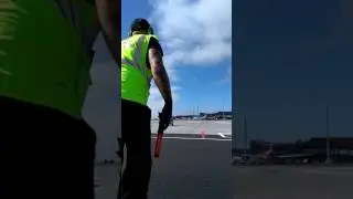 Marshaling Aircraft. Airbus 330 WOWAIR TF-LUV,  Kefkavik Iceland 26.06.2017