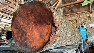 Wow, That's great! Making raw wood planks from sawmill factory round mahogany lumber