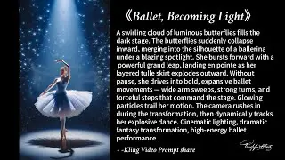 《Ballet, Becoming Light》分享可靈提示詞｜Kling Prompts Showcase