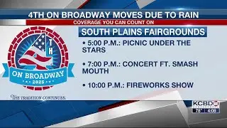 Recent rains force move of 4th on Broadway evening events