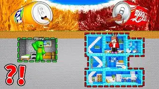 Mikey TINY & JJ GIANT Bunker vs COCA COLA & FANTA TSUNAMI in Minecraft (Maizen)