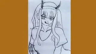 How to draw Anime Girl -Zero Two | Anime drawing | pencil step by step beginners || Girl drawing |