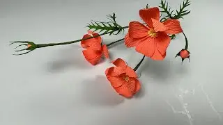 How to make Orange cosmos flower from crepe paper/#shorts #icraftpaper #cosmosflower