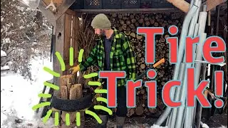 Firewood Splitting - Tire Trick