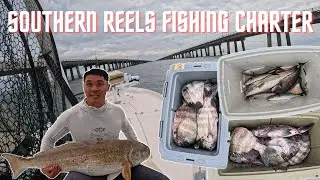 Southern Reels Fishing Charter Pt 1 | Chesapeake Bay VA (Red Drum, Sheepshead, Tautog, Seabass)