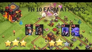Clash of Clans TH 10 Farm attacks, hog riders, miner, witch, bowlers* ТХ 10, фарм, хог и шахтер