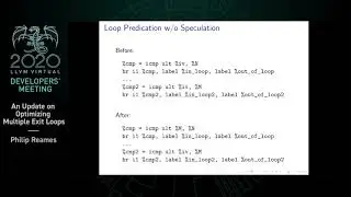 2020 LLVM Developers’ Meeting: P. Reames “An Update on Optimizing Multiple Exit Loops”