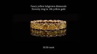 10.50 Carat Lab-Grown Fancy Yellow Diamond Eternity Ring in 18K Yellow Gold - Orogem Jewelers