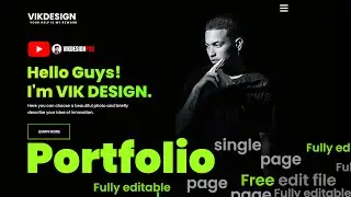 Single Page Portfolio Design  | Free Editable File | VikDesignPSD #portfolio #portfoliodesign #viral