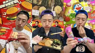 | Freeze dried hamburger | Korean lunch box | Icecone snack | 동견건조 도시락 콘 과자 먹방 Korean Mukbang ASMR