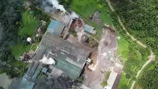 Drone view Palm oil mill at operation # oil mill #POM #mill #pks #ffb #cpo #dji #mavic #pilot