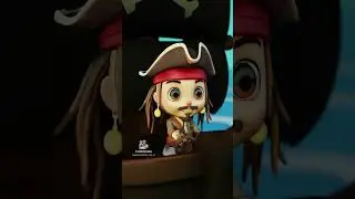 Pirates of the Caribbean Movie Scene in Chibi Style Animation - Handcrafted - No Ai