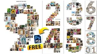 0&ndash;9 Number Photo Collage Template Psd Free Download | Birthday collage PSD | dgmockup