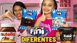 PROVANDO AS FINIS MAIS ESTRANHAS COM NUTELLA E DOCE DE LEITE!