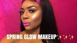 SPRING GLOW MAKEUP+ GLOSSY EYELIDS| TALK-THROUGH MAKEUP TUTORIAL| DAMIASHLEY