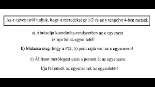 Egyenes egyenlete, meredekség, tengelymetszet, egyenes pontja, merőlegesség. (11.o.) (24.7.25.-7)