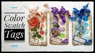 Junk Journal Ephemera Ideas - Tim Holtz Botanicals  - Paint Swatches - Tags