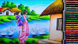Beautiful And Unique Scenery Drawing // Hard Scenery Drawing With Figure 