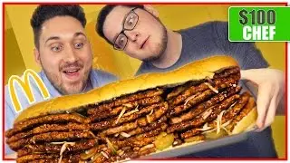 $100 McDonalds McRib! (12,000 Calories) GIANT