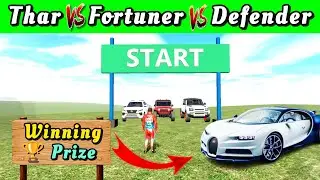 Thar vs Fortuner vs Defender Car Challenge In Indian Bike Driving 3D #challenge #video #viral #msy5