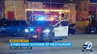 3 men shot outside East LA restaurant; responding deputies injured