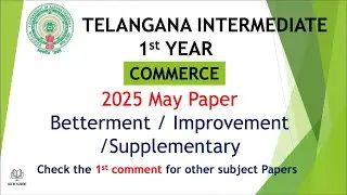 TS Inter 1st Year Commerce 2025 May Question Paper Betterment Improvement Supply paper Telangana TG