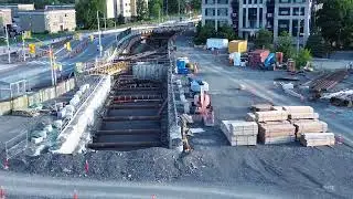 Phase 2 LRT July 2023 Construction progress Tunney's Pasture to Baseline Stations