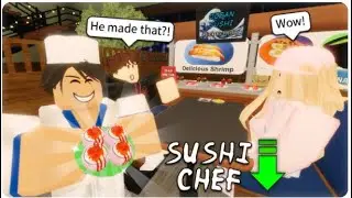 😂🌸“Working at The sushi Conveyor Restaurant as a Chef!” 💅🤩 (Roblox…!) 👍👍 #gamerchocomuncho